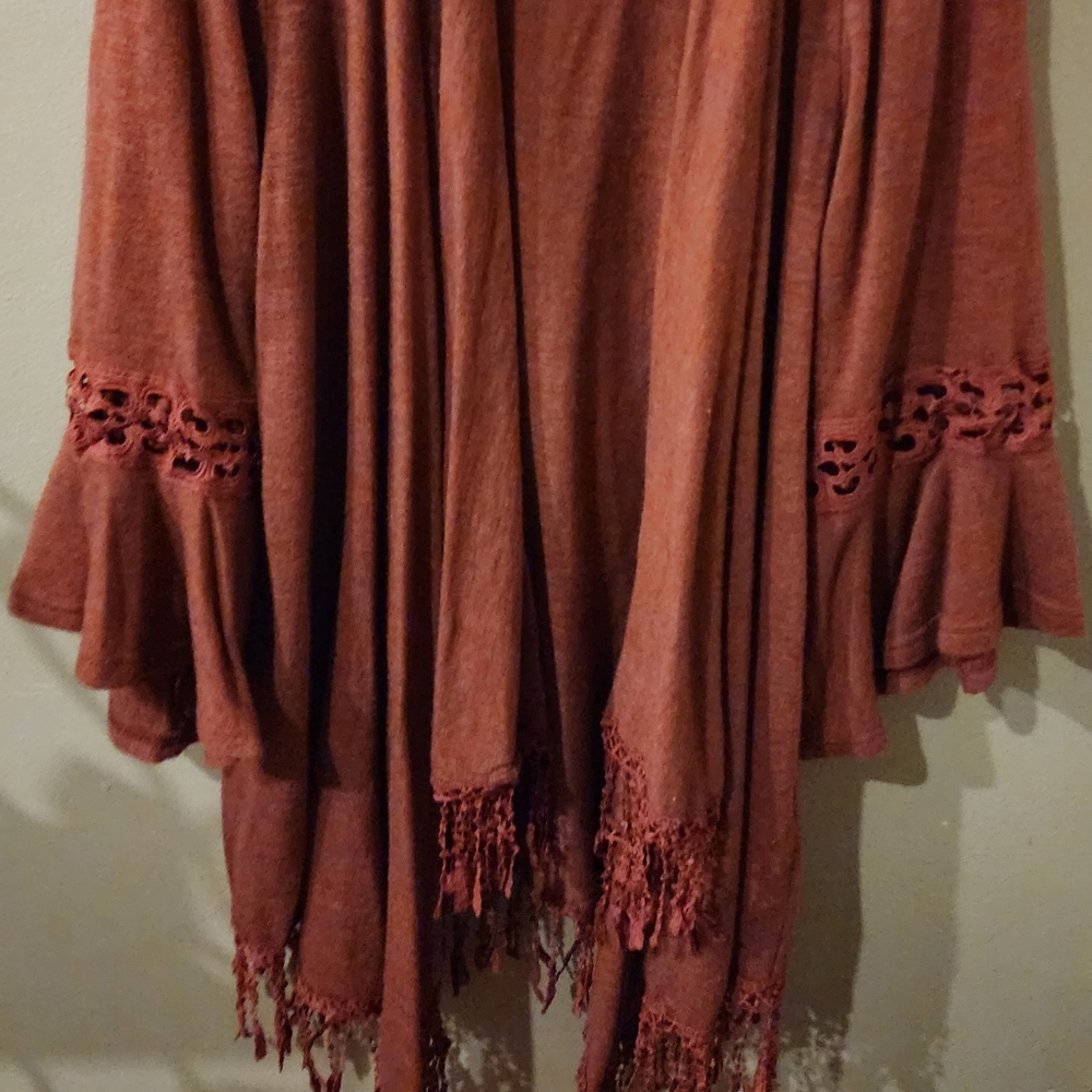 rusted orange cardigan sweater